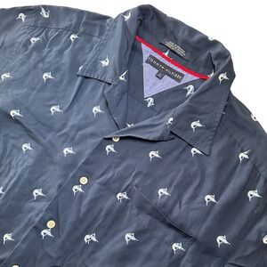 Tommy Hilfiger Mens Fisherman Short Sleeve Button Down Shirt L Nautical Normcore